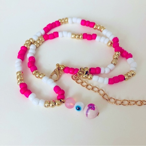 Handmade Glass Bead Necklace with Handmade Charm Pendant | L9 - Picture 3 of 5